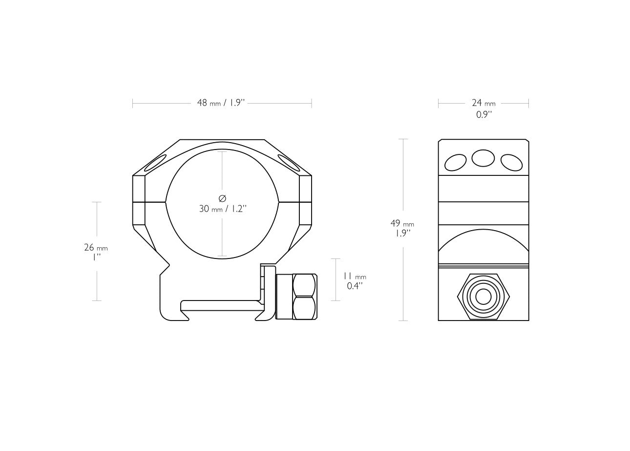 Hawke Tactical Ring Mounts 30mm 2 Piece Weaver