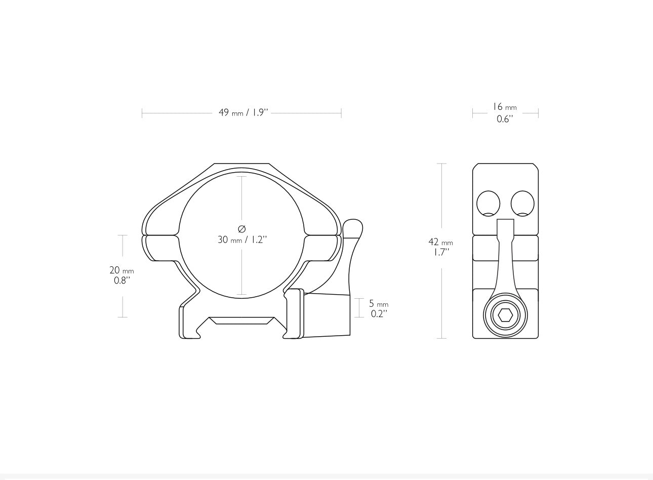 Hawke Precision Steel 30mm 2 Piece Weaver Scope Rings - Lever
